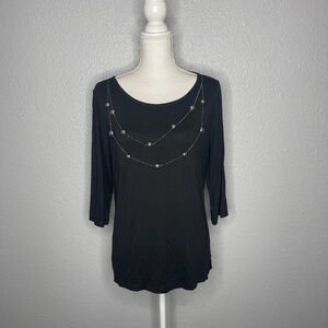 George Black top with chain‎ necklace embelishment